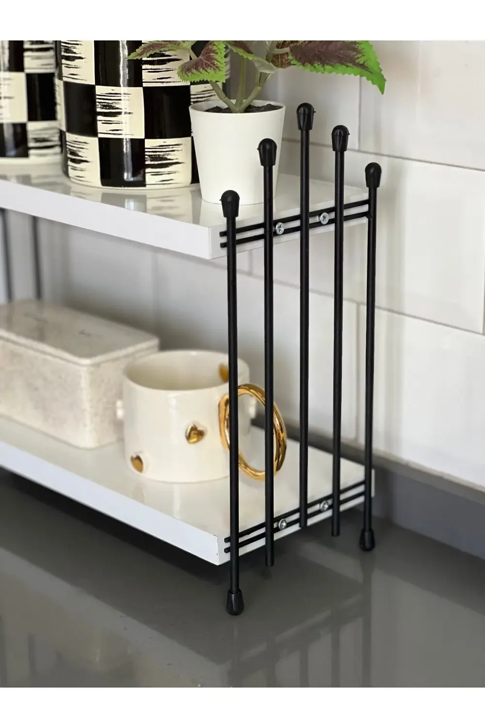 İKİLİ TEL RAF Mutfak Raf BEYAZ Tezgah Üstü Raf Kahve Köşesi Raf B