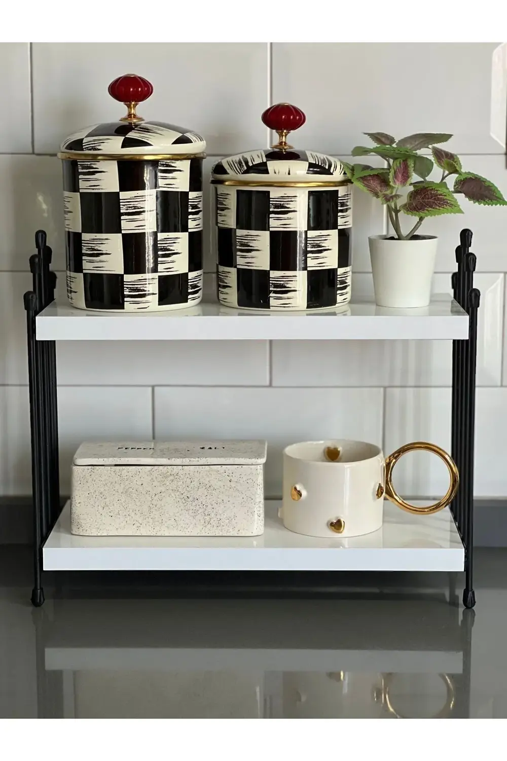 İKİLİ TEL RAF Mutfak Raf BEYAZ Tezgah Üstü Raf Kahve Köşesi Raf B