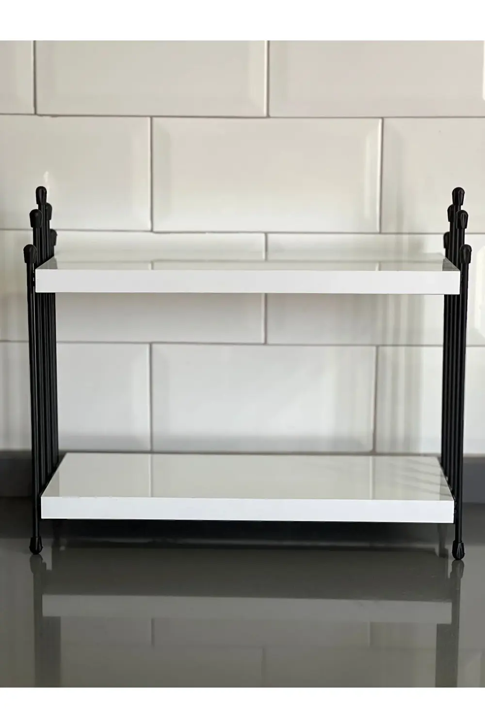 İKİLİ TEL RAF Mutfak Raf BEYAZ Tezgah Üstü Raf Kahve Köşesi Raf B