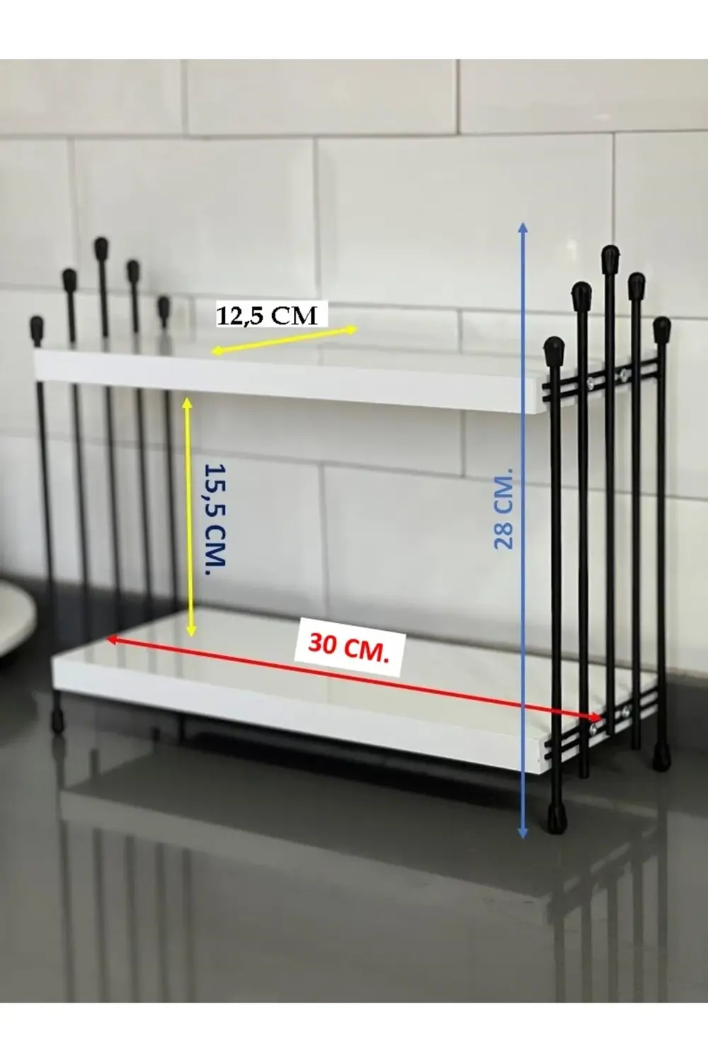 İKİLİ TEL RAF Mutfak Raf BEYAZ Tezgah Üstü Raf Kahve Köşesi Raf B