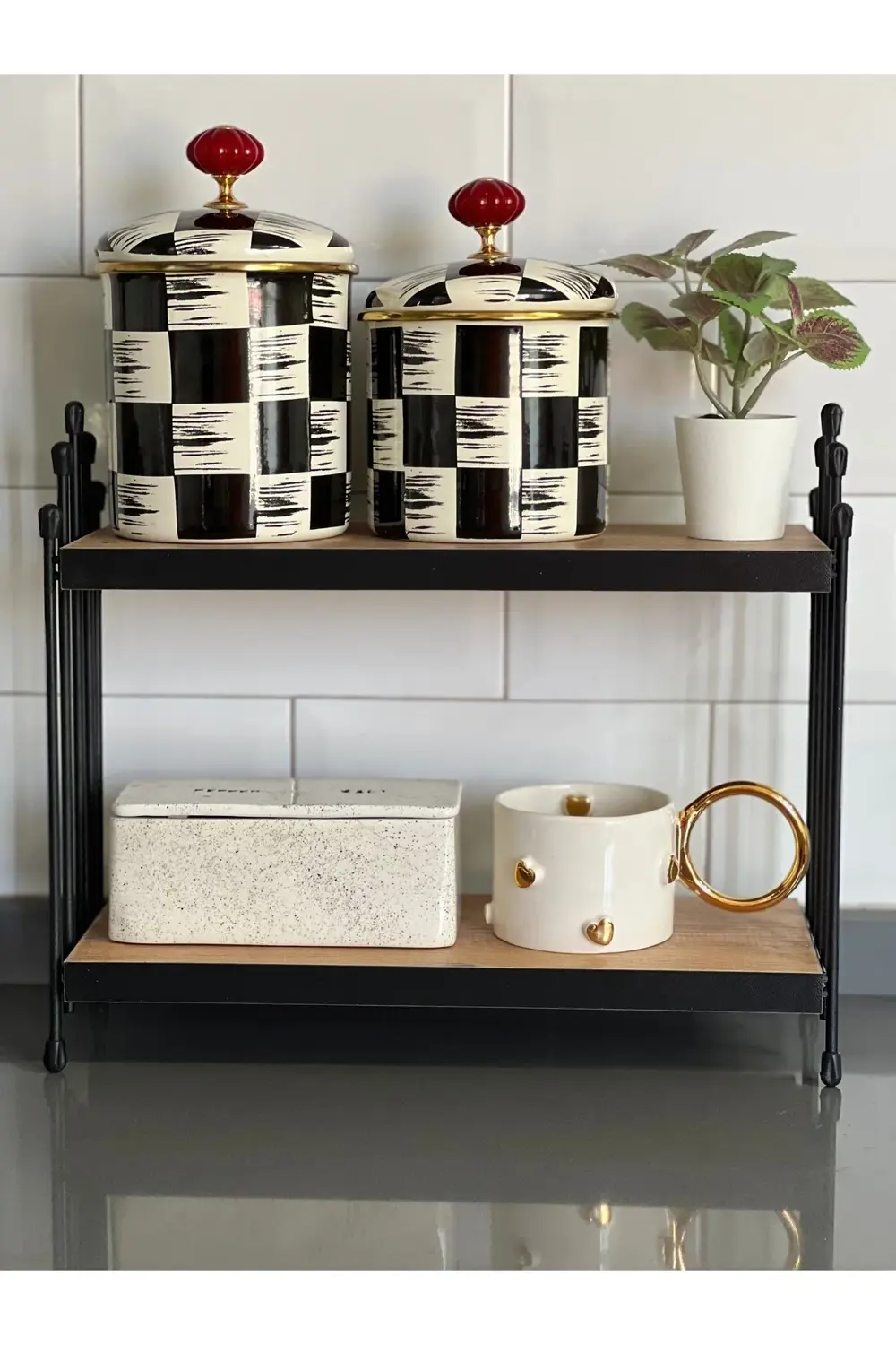 İKİLİ TEL RAF Mutfak Raf ÇAM Tezgah Üstü Raf Kahve Köşesi Raf Ban