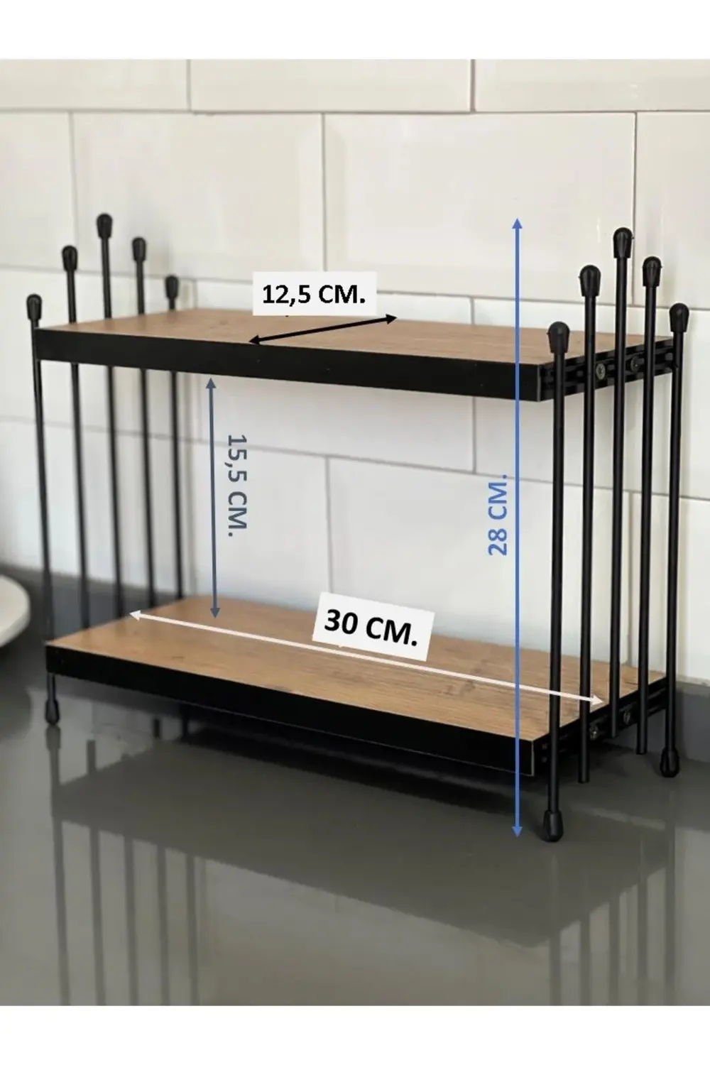 İKİLİ TEL RAF Mutfak Raf ÇAM Tezgah Üstü Raf Kahve Köşesi Raf Ban