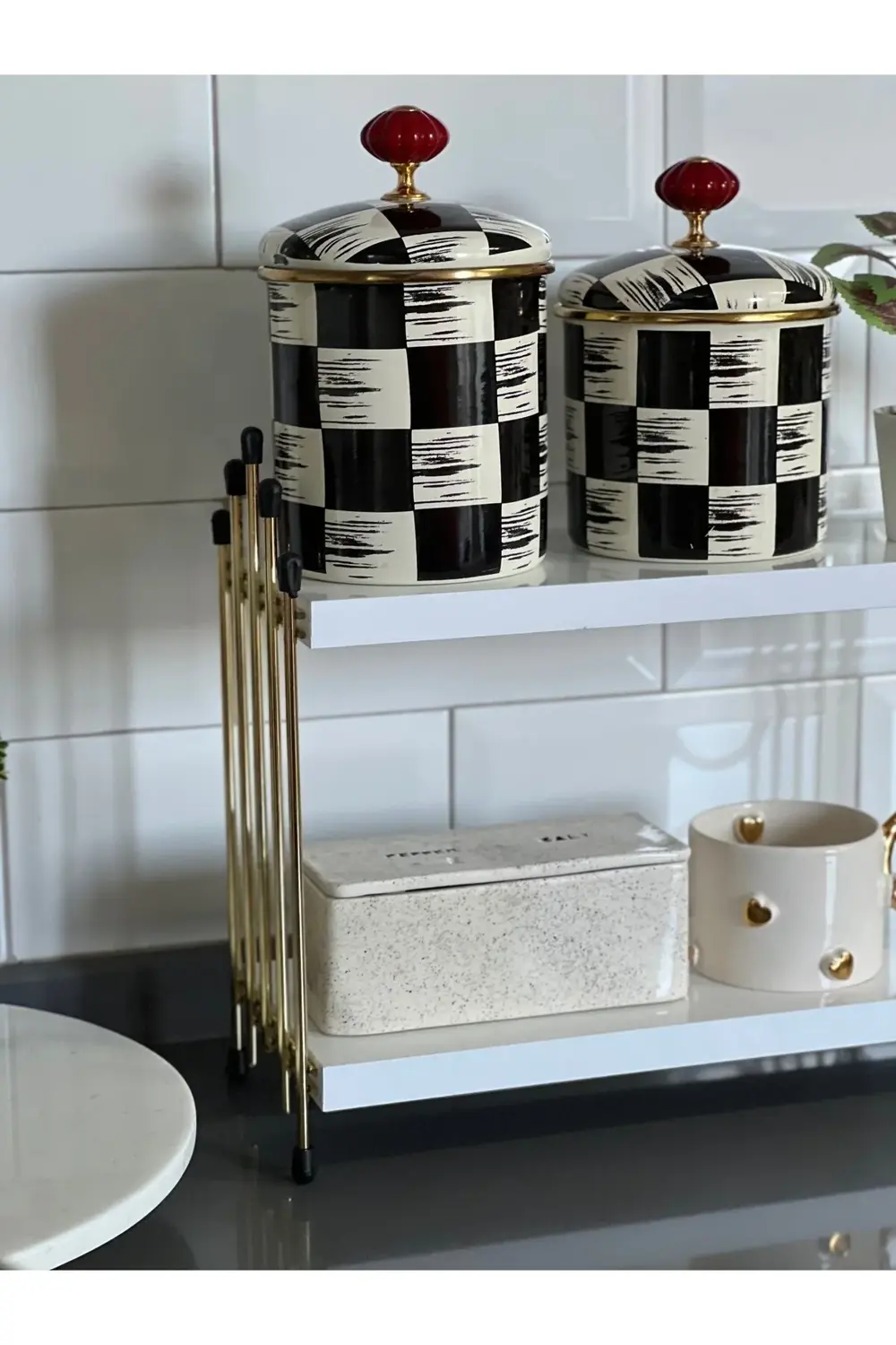 İKİLİ TEL RAF Mutfak Raf GOLD BEYAZ Tezgah Üstü Raf Kahve Köşesi