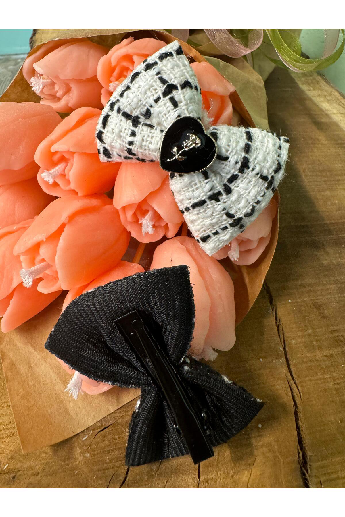 Arescollection İkili Tüvit Kumaş El Yapimi Pens Yan Toka Seti