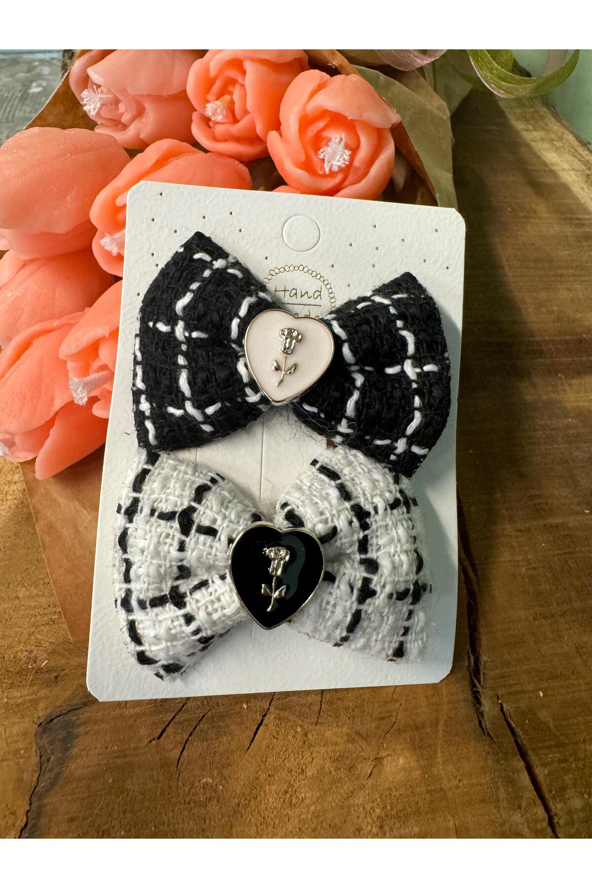 Arescollection İkili Tüvit Kumaş El Yapimi Pens Yan Toka Seti