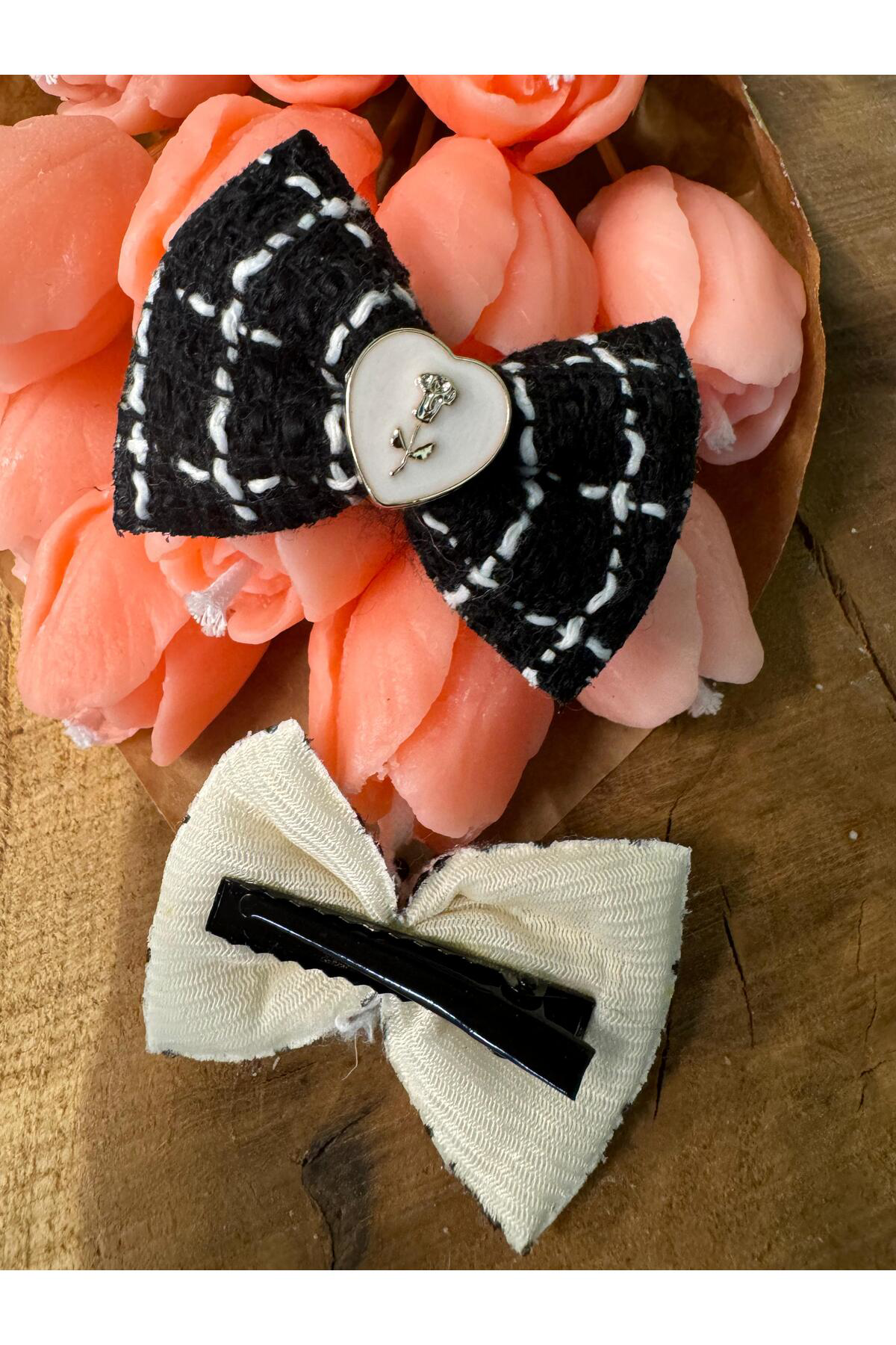 Arescollection İkili Tüvit Kumaş El Yapimi Pens Yan Toka Seti