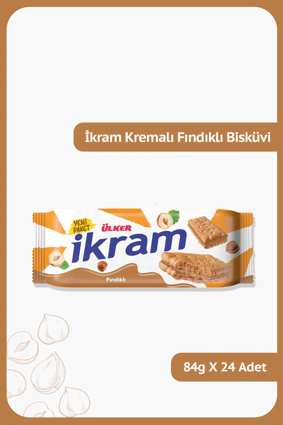 İKRAM Kremalı Fındıklı Bisküvi - 84 gram - 24 Adet