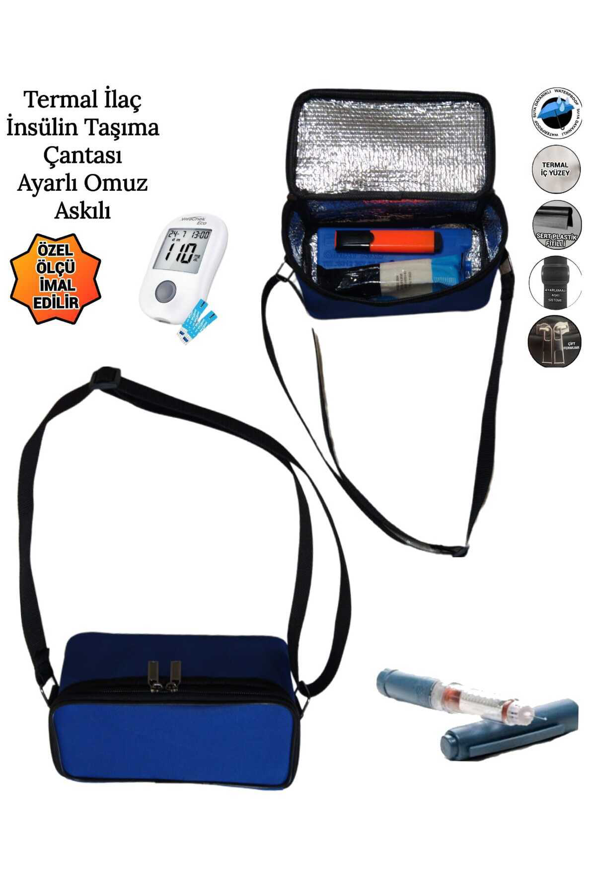 Sevbags İlaç İnsülin Taşima Termal Termos Çantasi Ayarli Omuz Askili Omuz