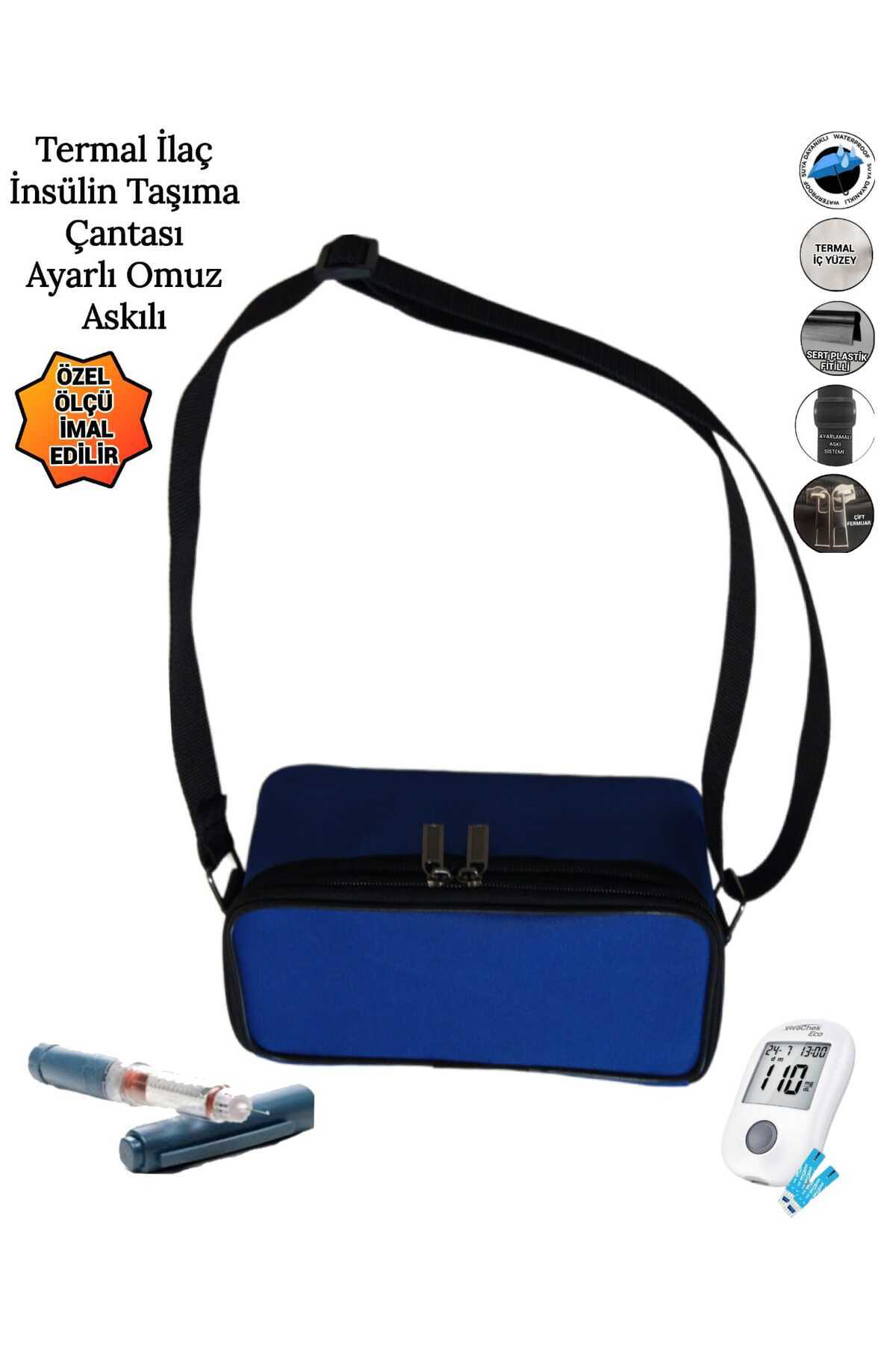 Sevbags İlaç İnsülin Taşima Termal Termos Çantasi Ayarli Omuz Askili Omuz