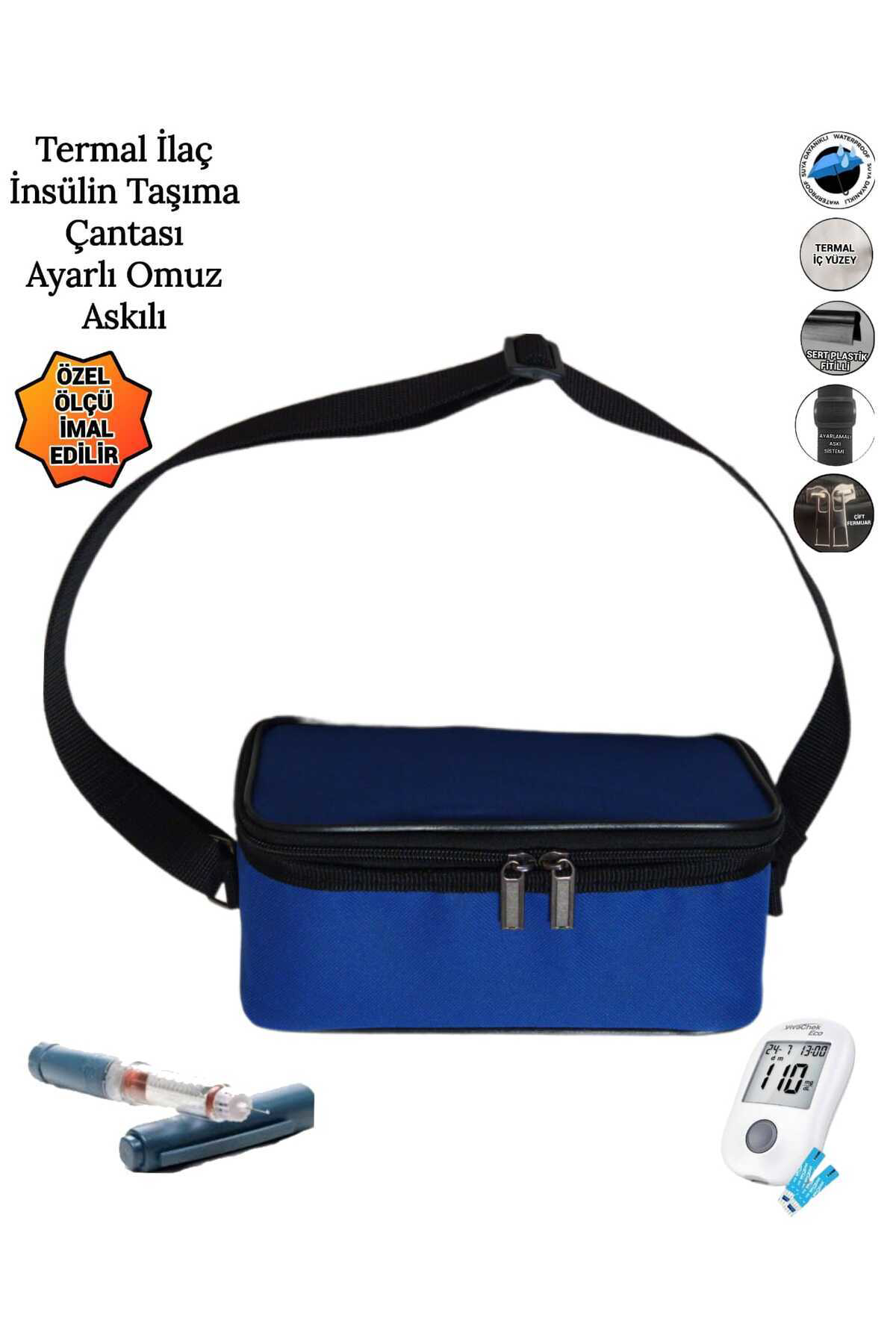 Sevbags İlaç İnsülin Taşima Termal Termos Çantasi Ayarli Omuz Askili Omuz