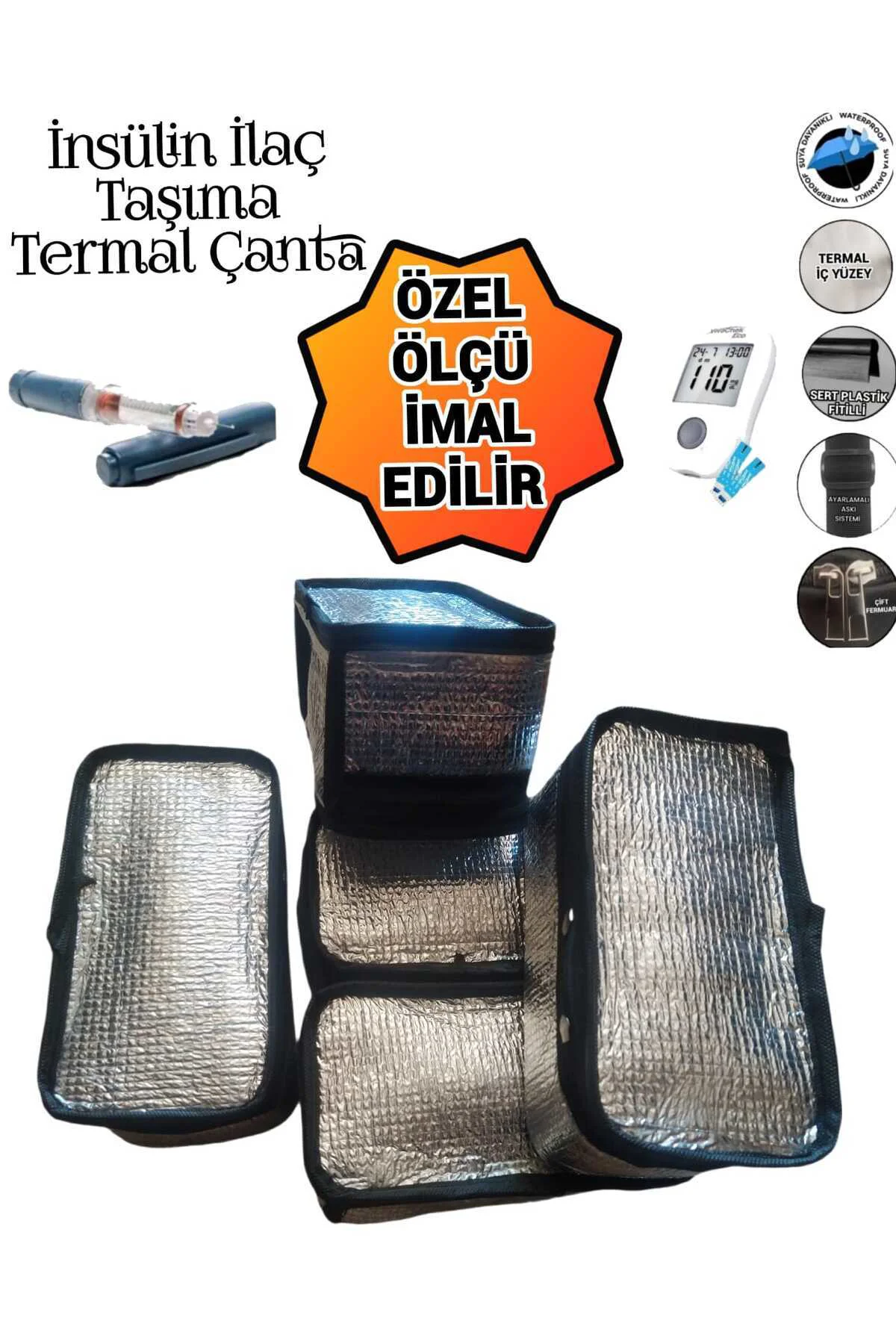 İlaç İnsülin Taşıma Termal Termos Çantası Ayarlı Omuz Askılı Omuz