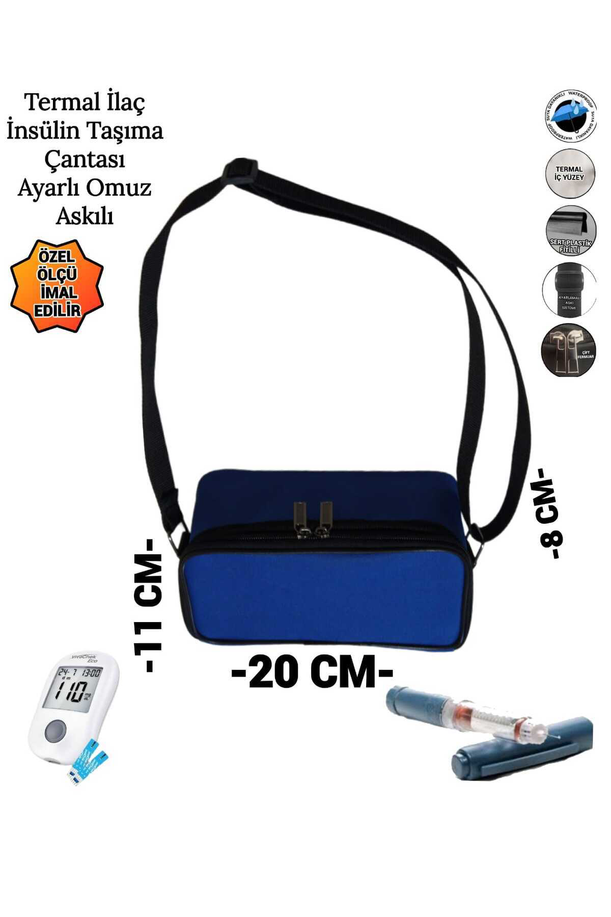 Sevbags İlaç İnsülin Taşima Termal Termos Çantasi Ayarli Omuz Askili Omuz