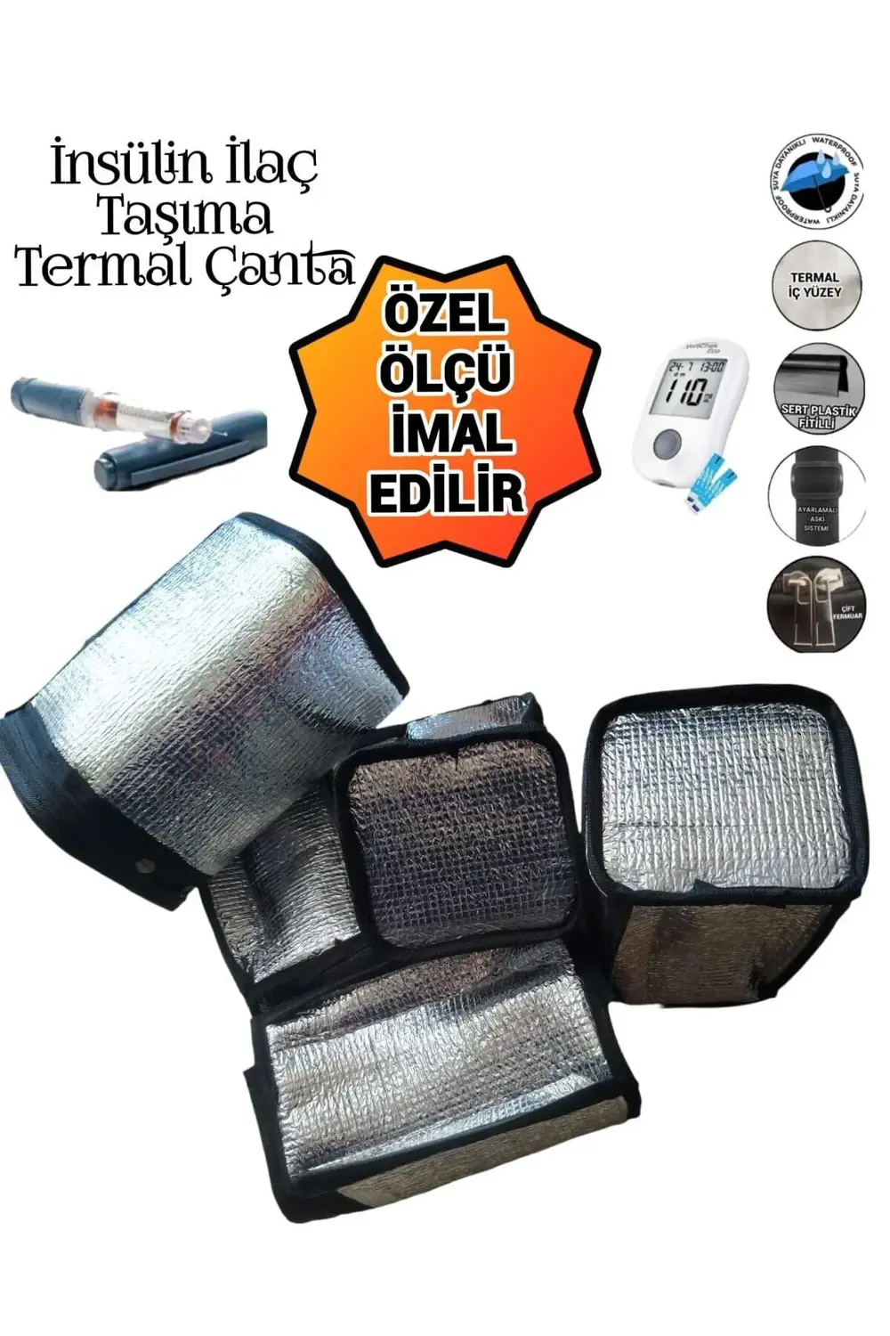 İlaç İnsülin Taşıma Termal Termos Çantası Ayarlı Omuz Askılı