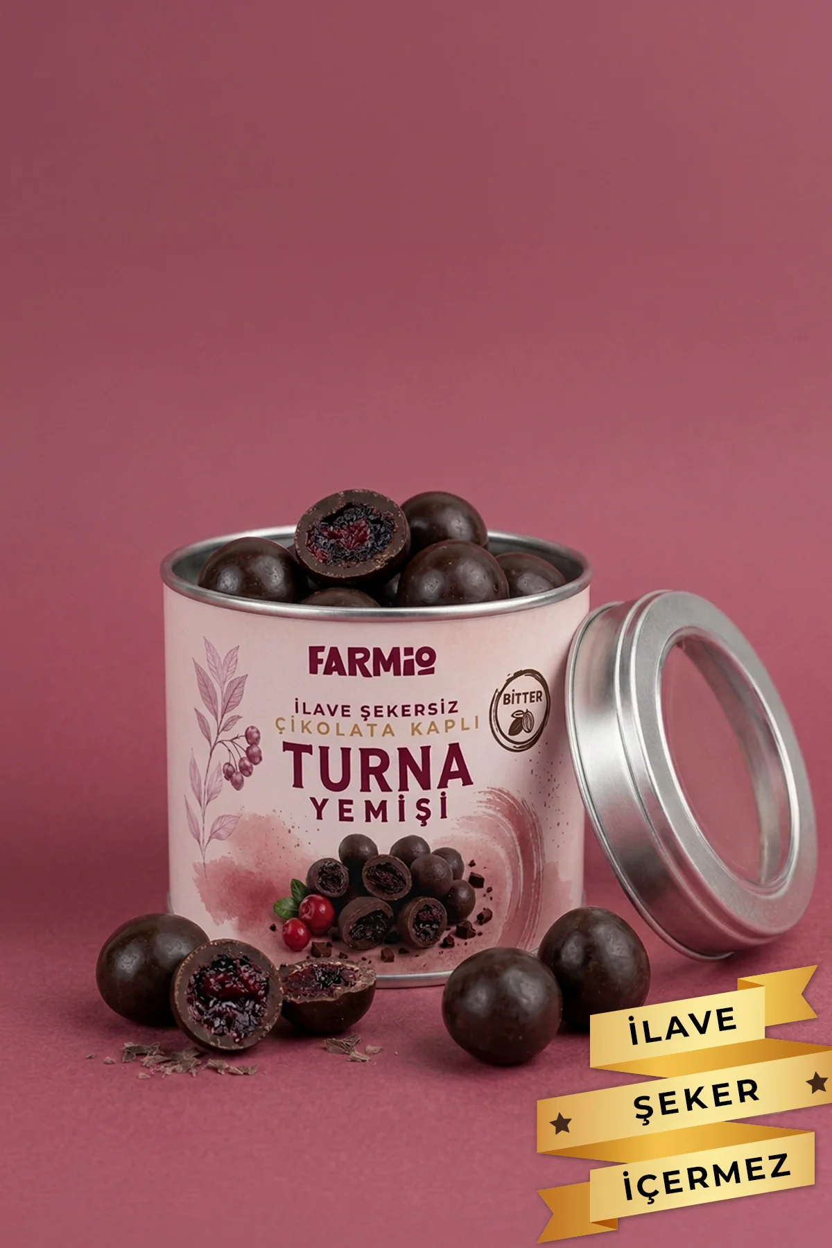 İlave Şekersiz Bitter Çikolata Kaplı Turna Yemişi - 100gr Teneke Kutu Fiyatı, Yorumları ve Özellikleri