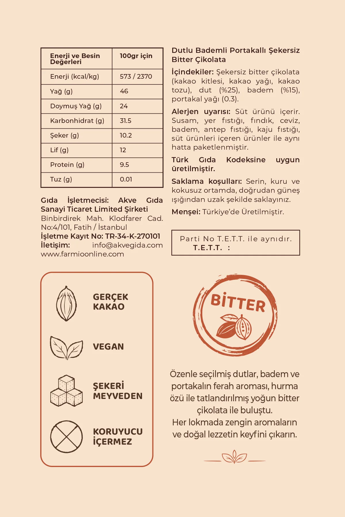 İlave Şekersiz Bitter & Portakallı Çikolata Kaplı Dut & Badem - 70gr Teneke Kutu Fiyatı, Yorumları ve Özellikleri