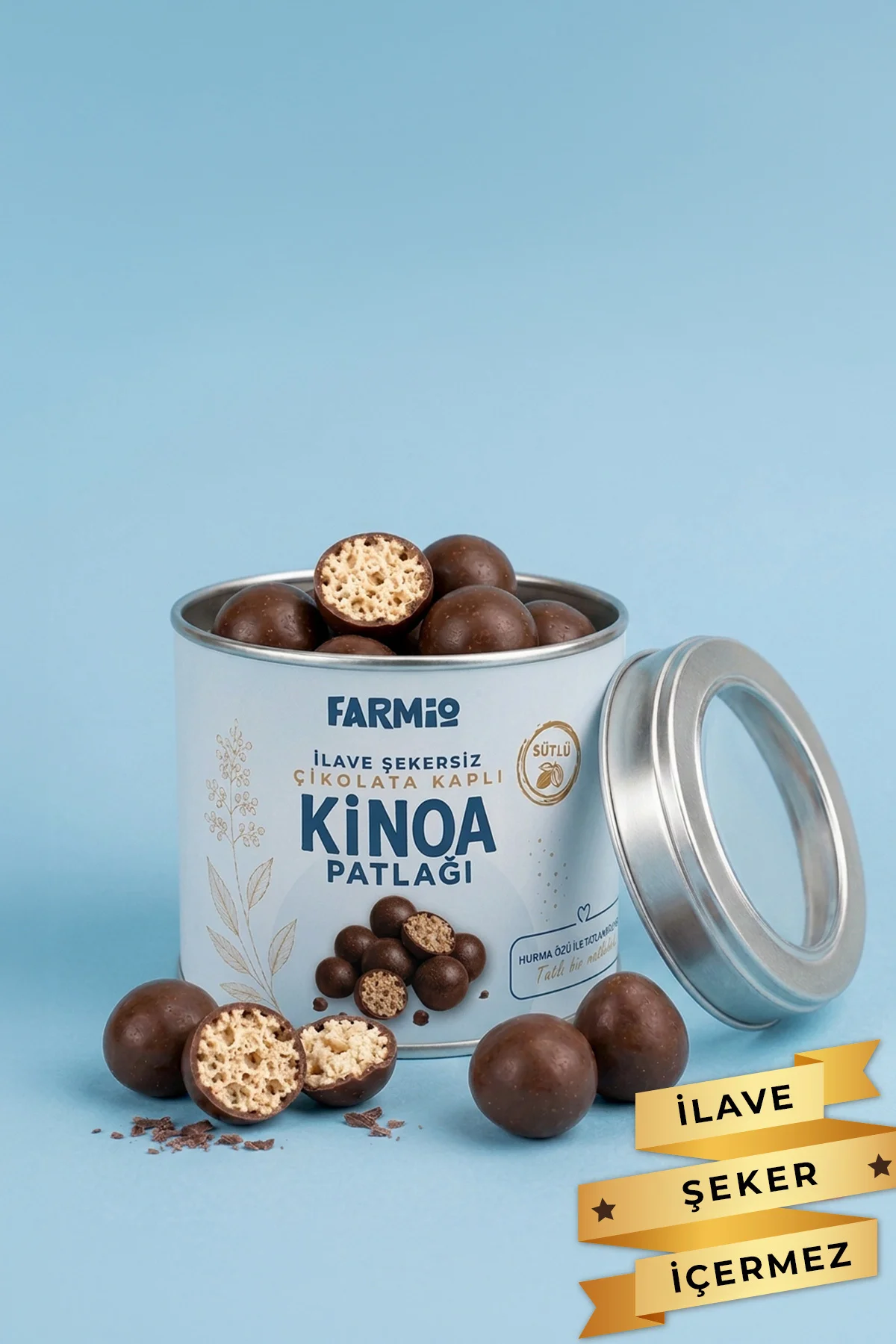 İlave Şekersiz Çikolata Kaplı Kinoa Patlağı - 70gr Teneke Kutu Fiyatı, Yorumları ve Özellikleri