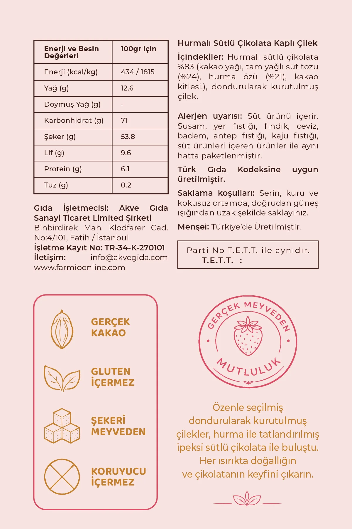 İlave Şekersiz Çikolata Kaplı Çilek - 70gr Teneke Kutu Fiyatı, Yorumları ve Özellikleri