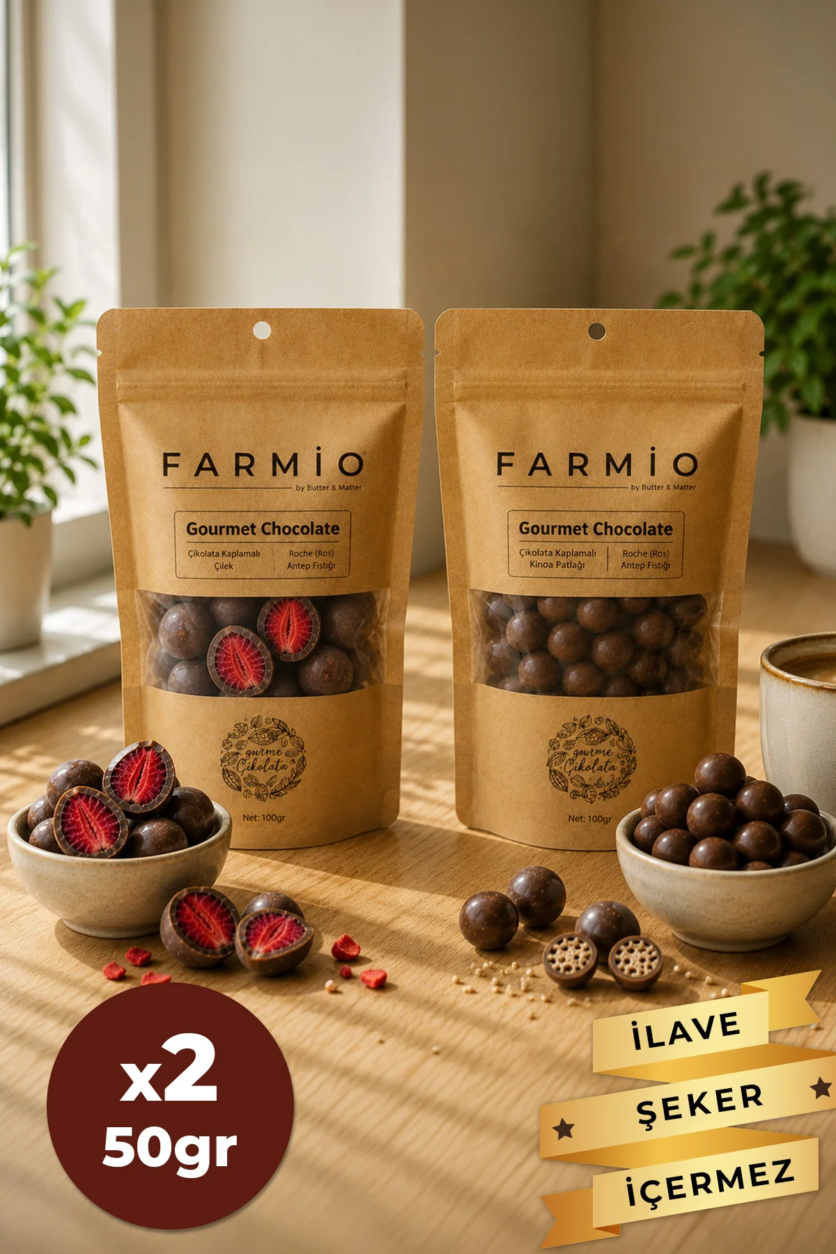 İlave Şekersiz Sütlü Çikolata 2x50gr - Çilek & Kinoa Patlağı Fiyatı, Yorumları ve Özellikleri