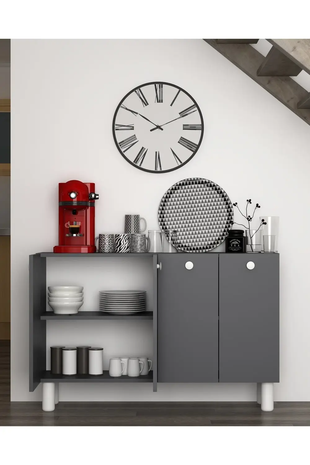 İLAYCT BOHEM MUTFAK KİLER DOLABI ANTRASİT-ANTRASİT-BEYAZ