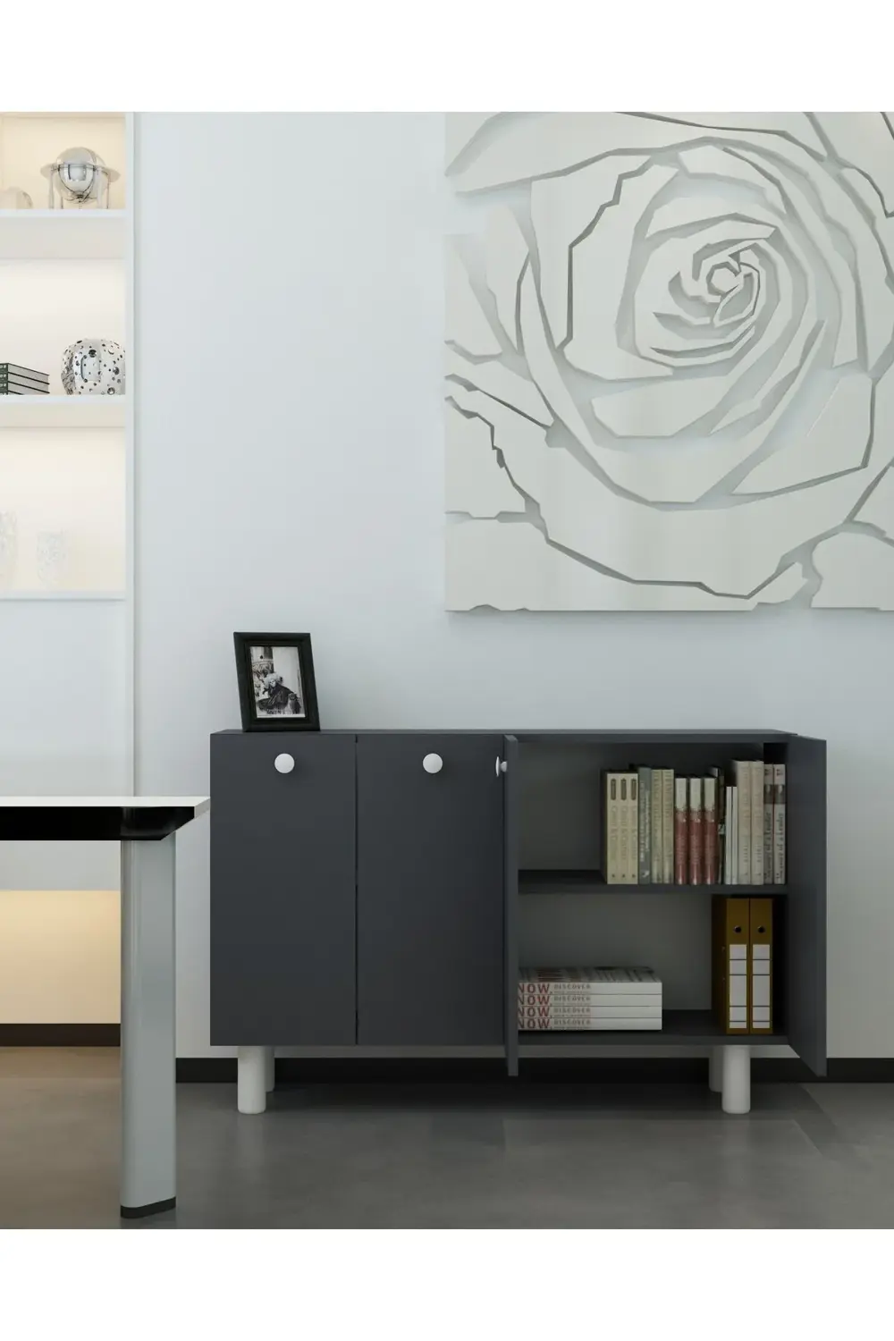 İLAYCT BOHEM OFİS EVRAK DOLABI ANTRASİT-ANTRASİT-BEYAZ