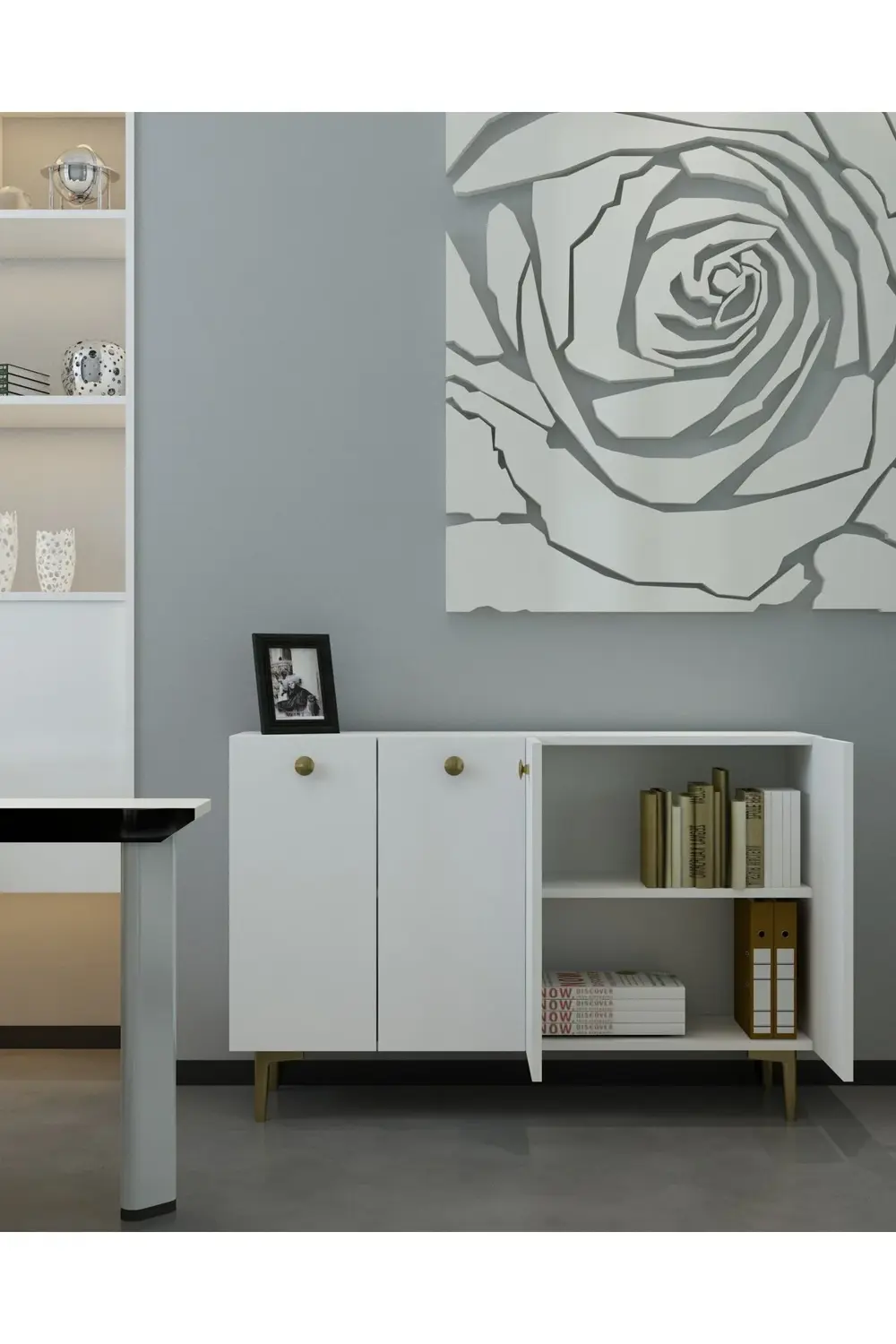 İLAYCT BOHEM OFİS EVRAK DOLABI BEYAZ-BEYAZ-SİYAH