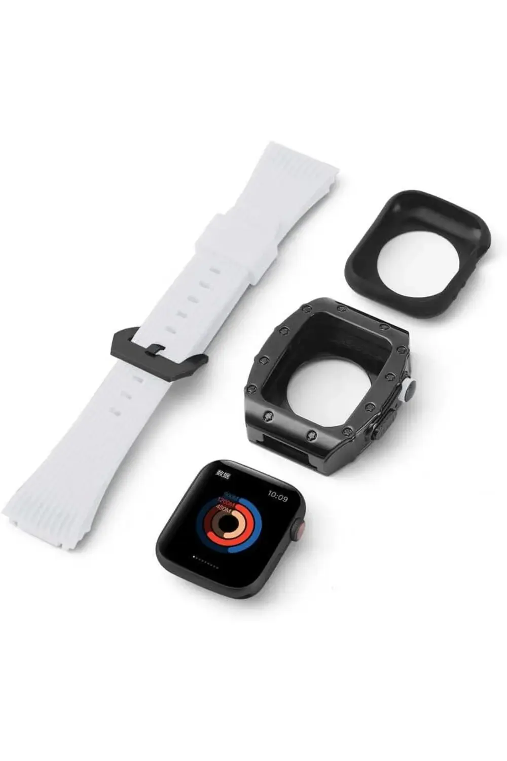 İle Uyumlu 44mm KRD-65 Kordon Beyaz-Siyah 395519