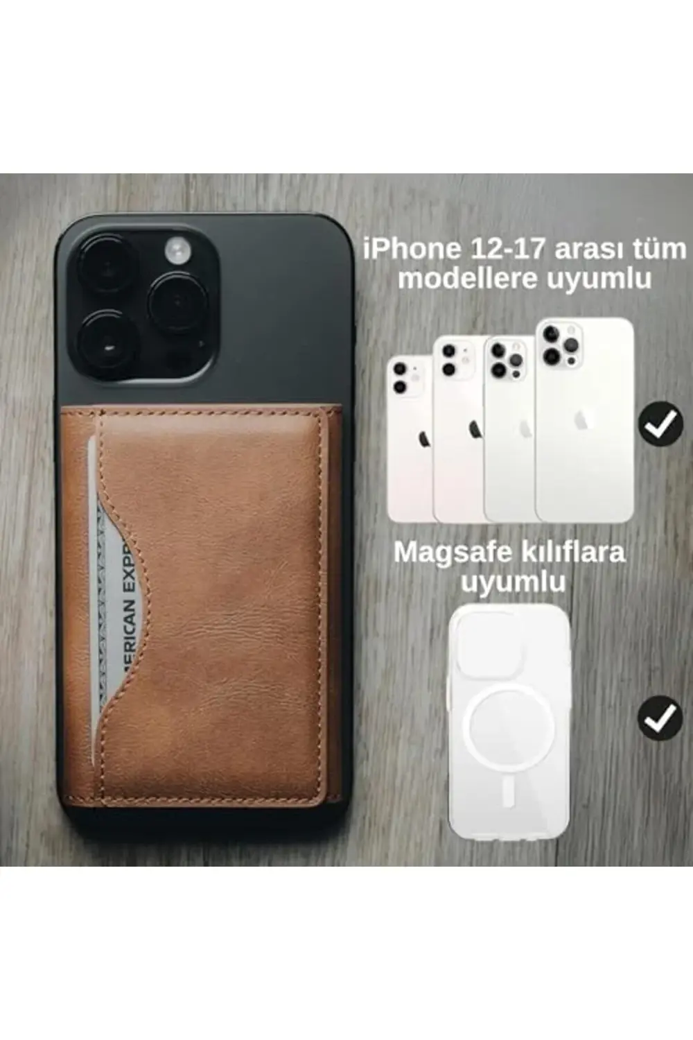 ile Uyumlu MagSafe özellikli Cüzdan Vegan Deri Güçlü Mıktanıs 6 K