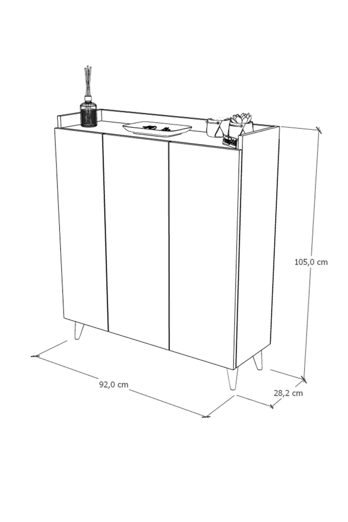 İliana 3 Kapaklı 4 Raflı Çok Amaçlı Dolap, Banyo Dolabı, Mutfak D