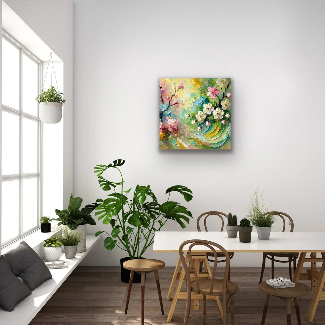 İlkbahar Kanvas Tablo 60x60cm – Şase Çerçevesiz Duvar Dekorasyonu
