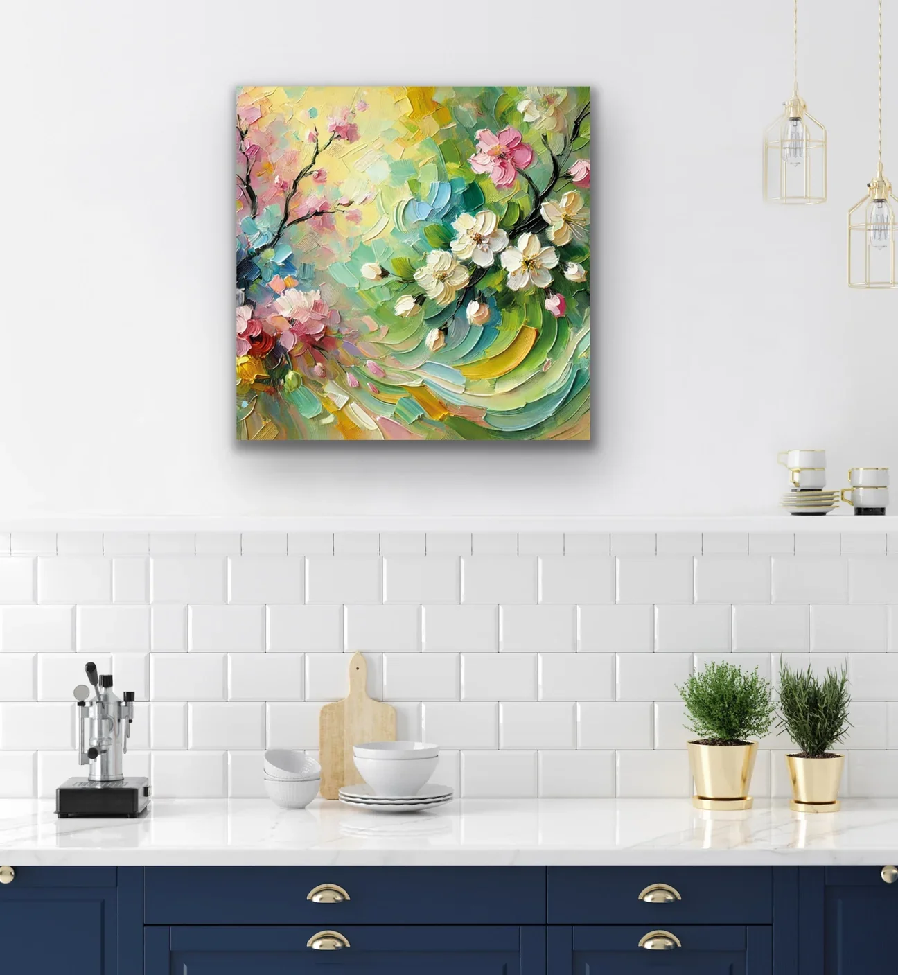 İlkbahar Kanvas Tablo 60x60cm – Şase Çerçevesiz Duvar Dekorasyonu