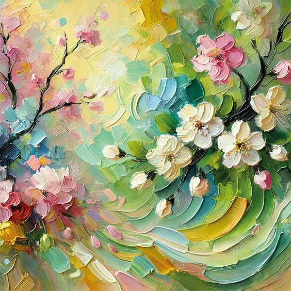 İlkbahar Kanvas Tablo 60x60cm – Şase Çerçevesiz Duvar Dekorasyonu