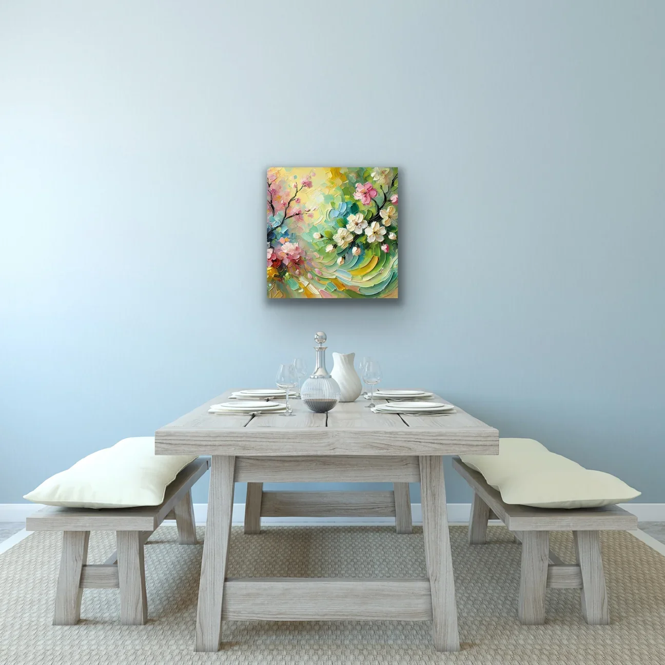 İlkbahar Kanvas Tablo 60x60cm – Şase Çerçevesiz Duvar Dekorasyonu
