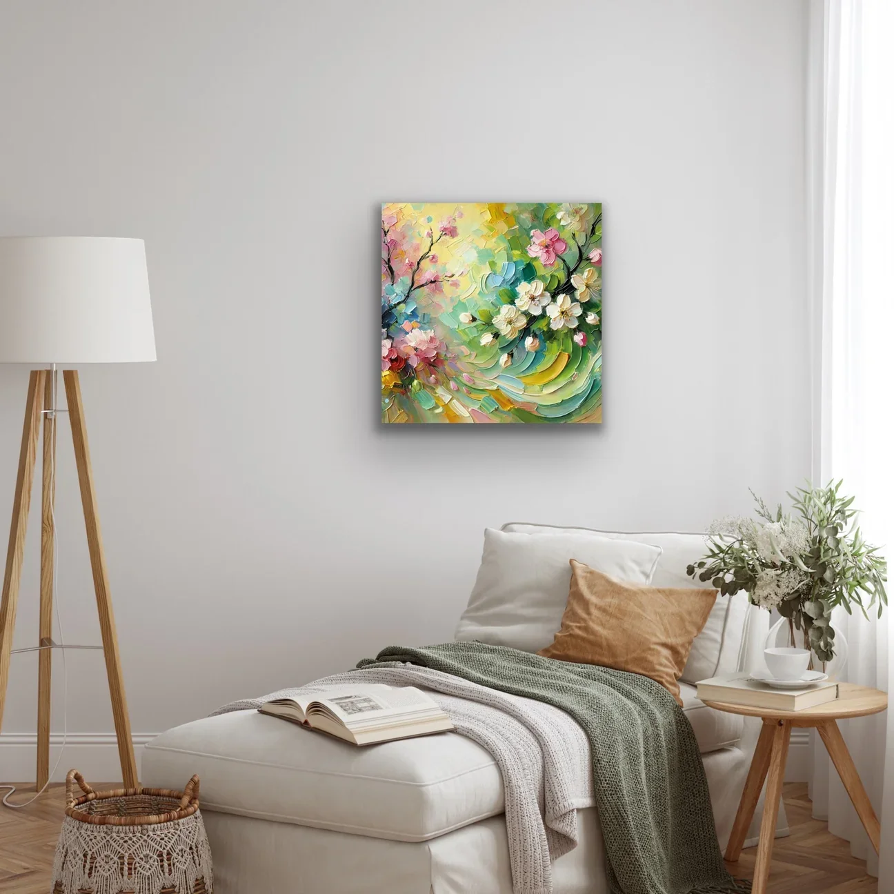 İlkbahar Kanvas Tablo 60x60cm – Şase Çerçevesiz Duvar Dekorasyonu