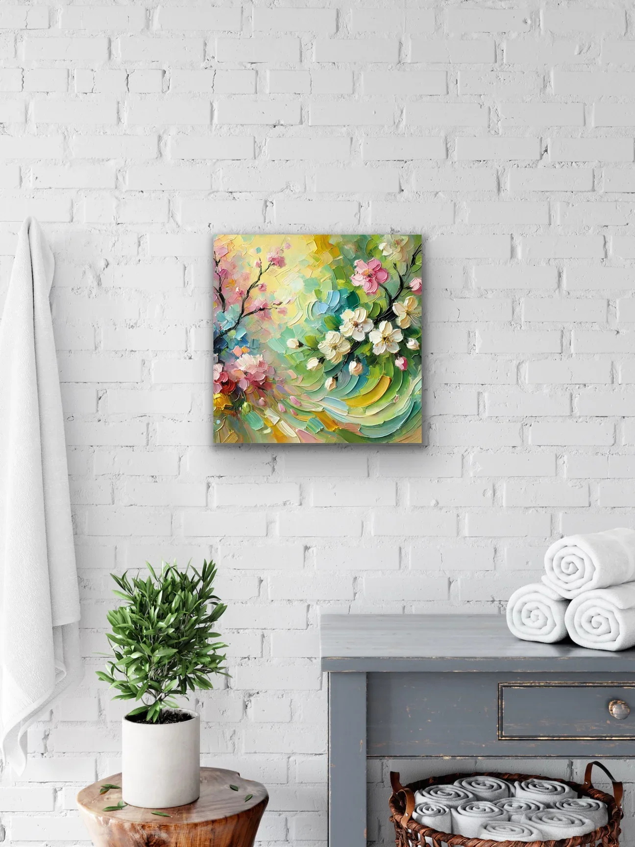 İlkbahar Kanvas Tablo 60x60cm – Şase Çerçevesiz Duvar Dekorasyonu