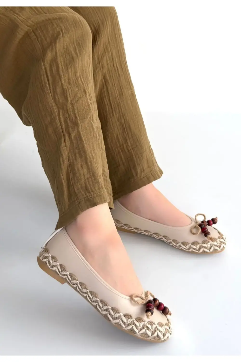 Ilwe Bej Cilt Babet Ayakkabı Ilwe Bej Cilt Babet Ayakkabı