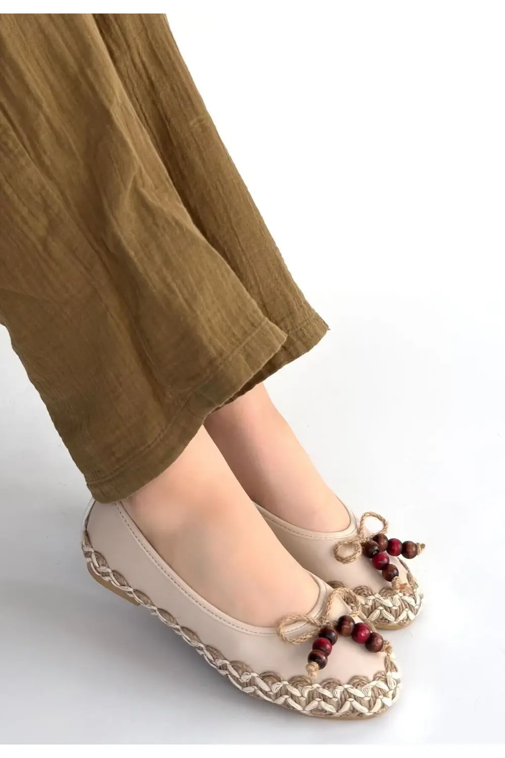 Ilwe Bej Cilt Babet Ayakkabı Ilwe Bej Cilt Babet Ayakkabı