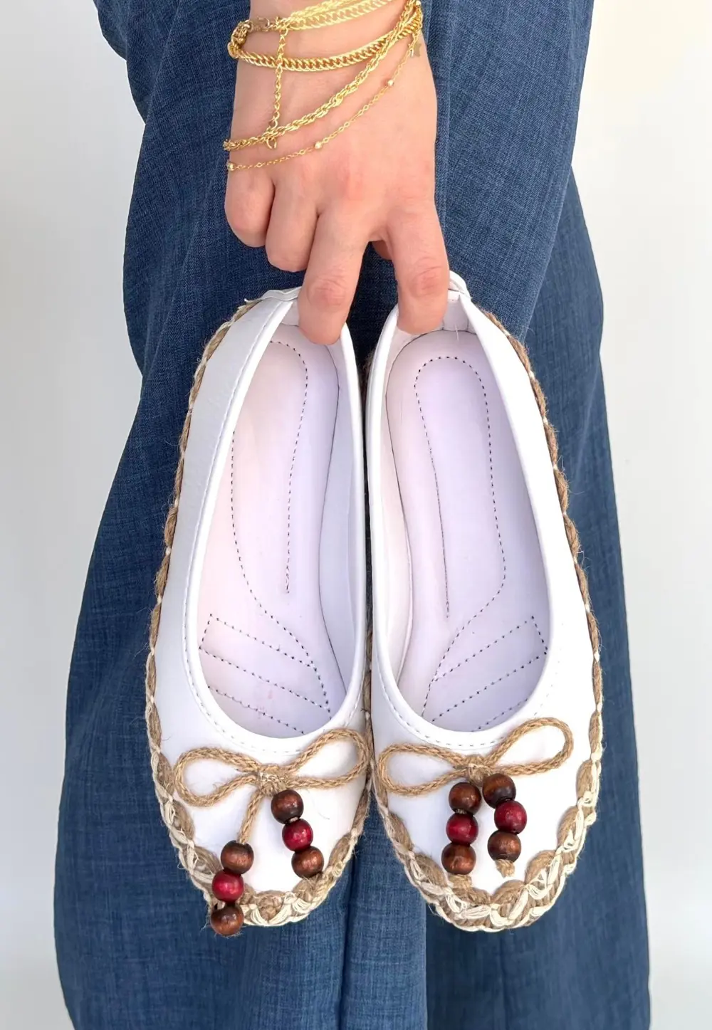 Ilwe Beyaz Cilt Babet Ayakkabı Ilwe Beyaz Cilt Babet Ayakkabı