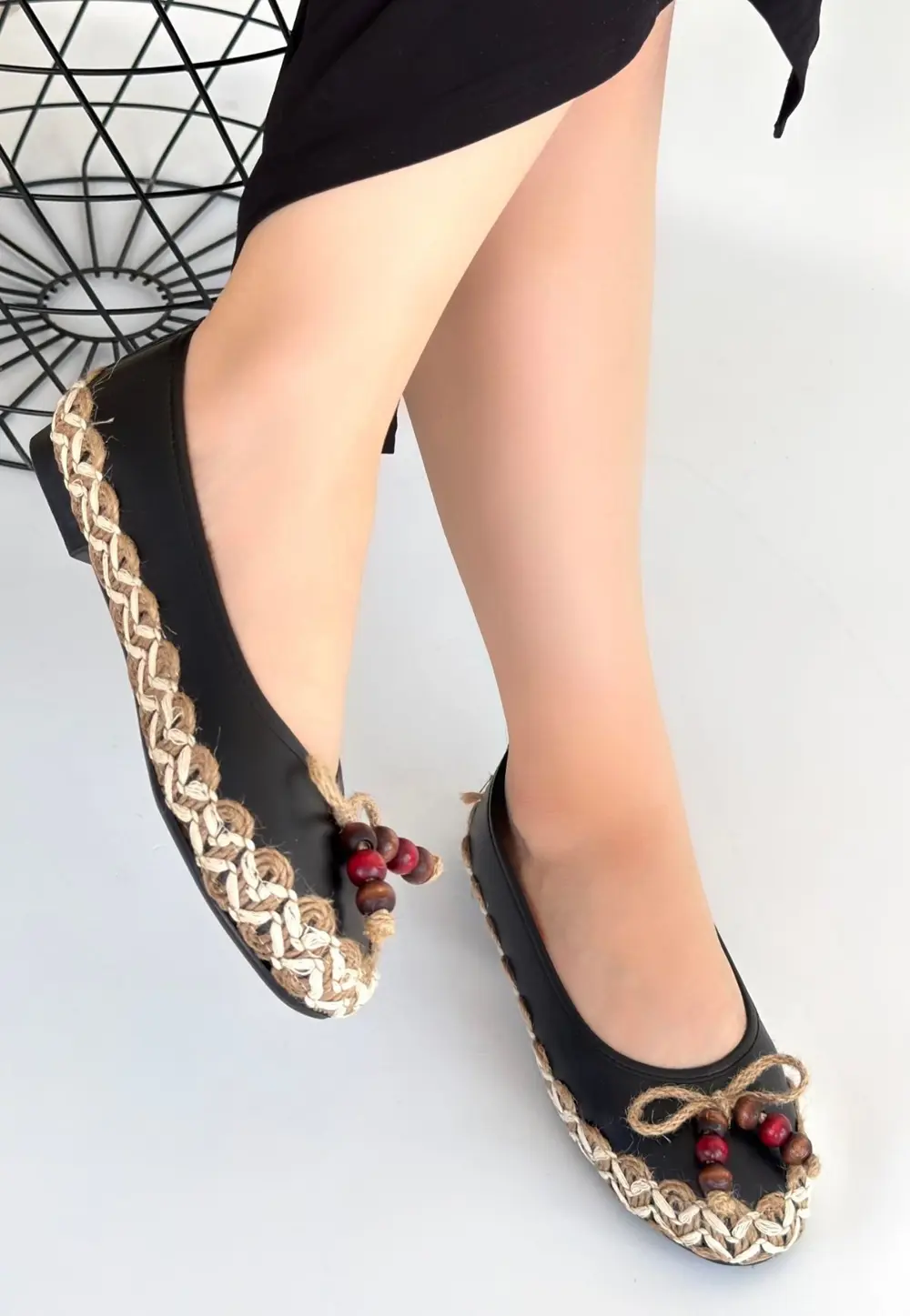 Ilwe Siyah Cilt Babet Ayakkabı Ilwe Siyah Cilt Babet Ayakkabı