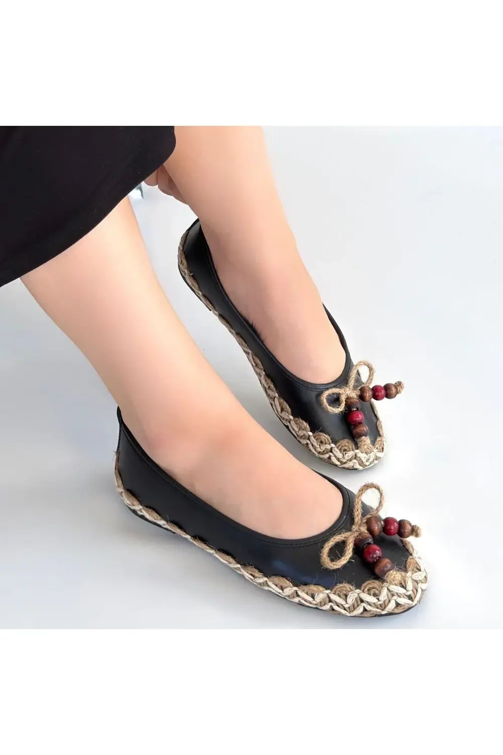 Ilwe Siyah Cilt Babet Ayakkabı Ilwe Siyah Cilt Babet Ayakkabı