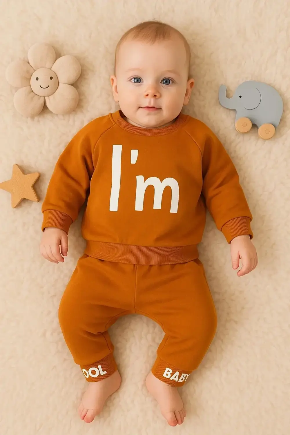 I'm Cool Desenli Pamuklu 2'li Erkek Bebek Takımı