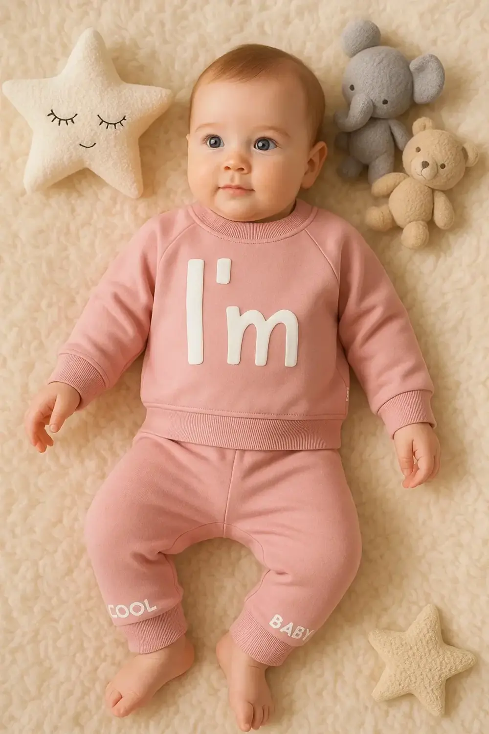 I'm Cool Desenli Pamuklu 2'li Kız Bebek Takımı