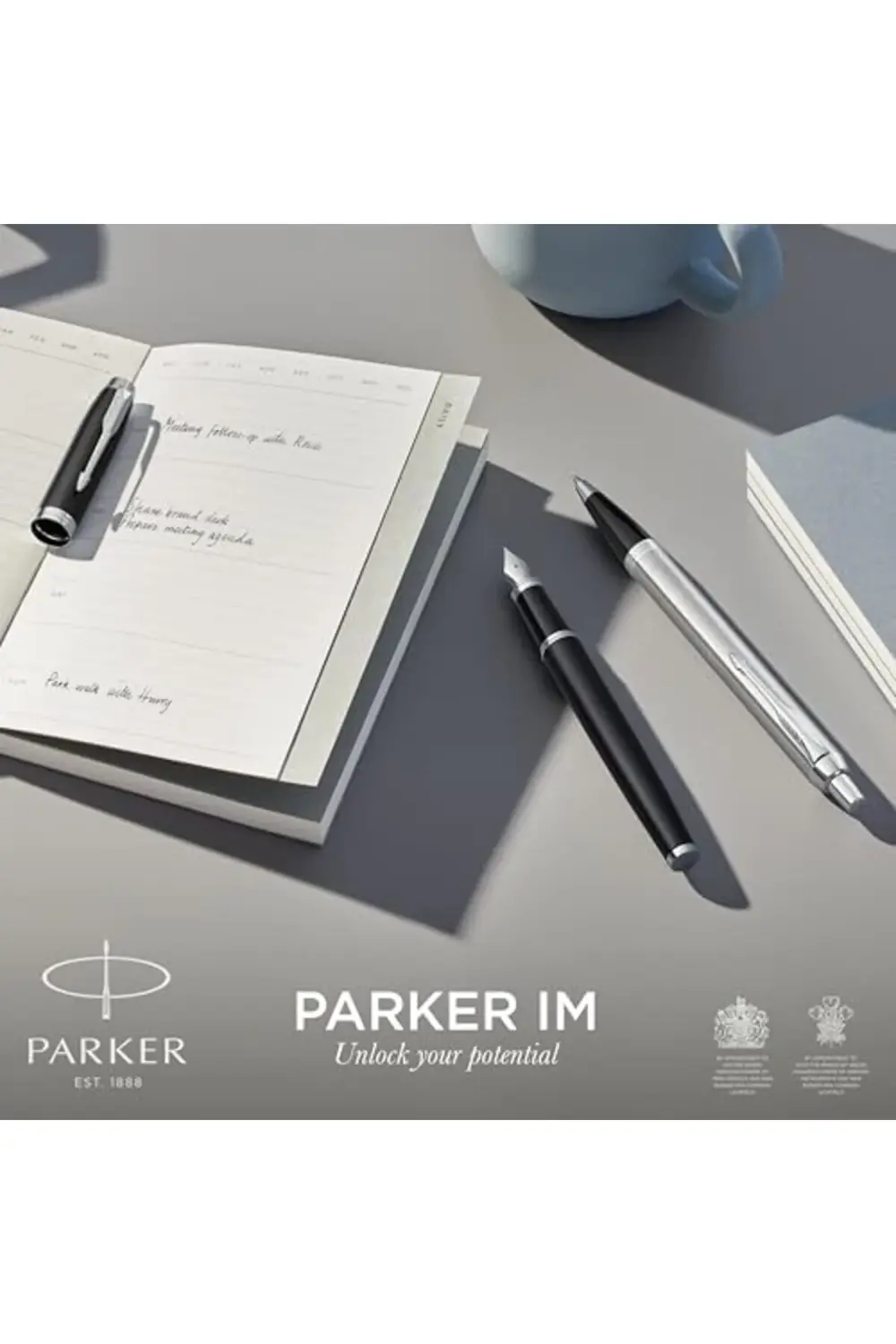 Im Koyu Mavi Krom Tasarımlı Roller Kalem, İnce Uç, Siyah Mürekkep