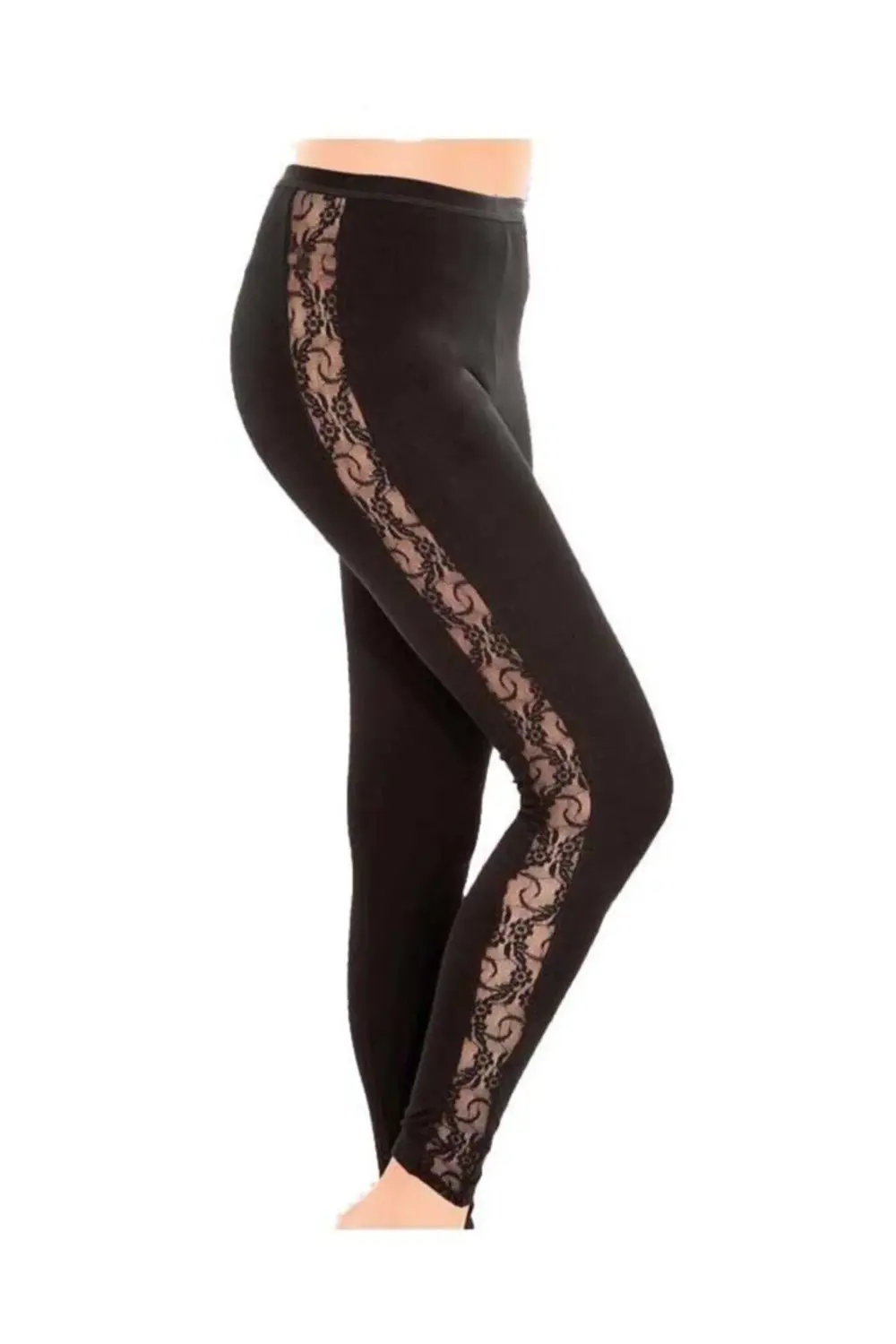 Imer Yanı Dantelli Uzun Tayt 4359