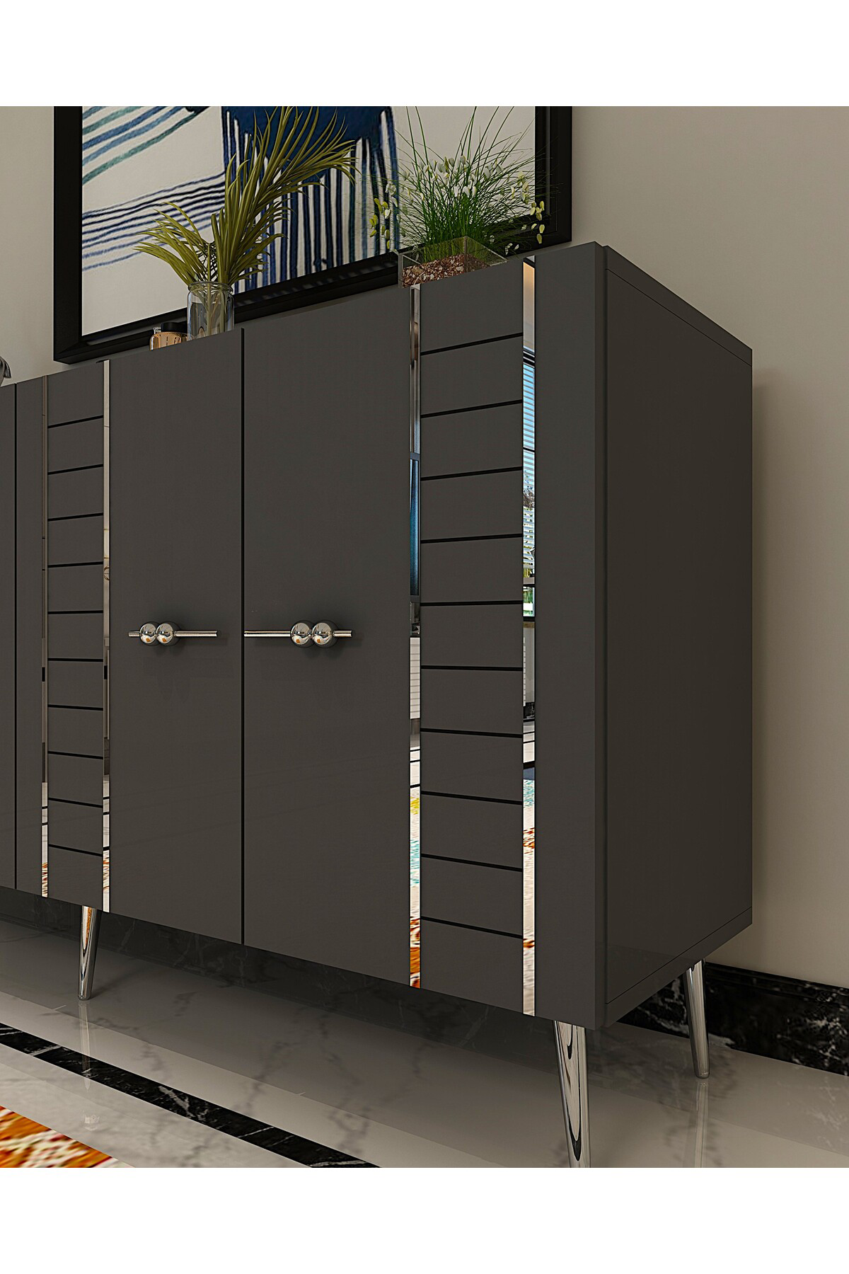 Cantek Dizayn İmrect (Kb150) Konsol Antrasit-Gümüş