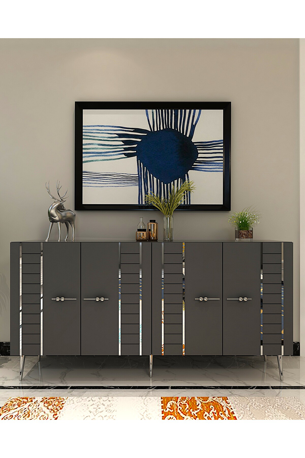 Cantek Dizayn İmrect (Kb150) Konsol Antrasit-Gümüş