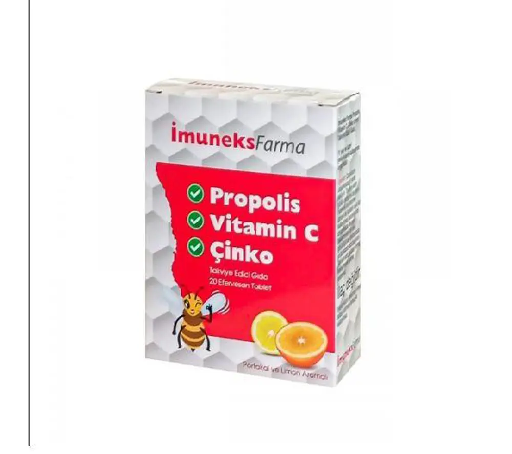 İmuneks Farma Propolis Vitamin C ve Çinko 20 Tablet 8680176000831 İmuneks Farma Propolis Vitamin C ve Çinko 20 Tablet 8680176000831