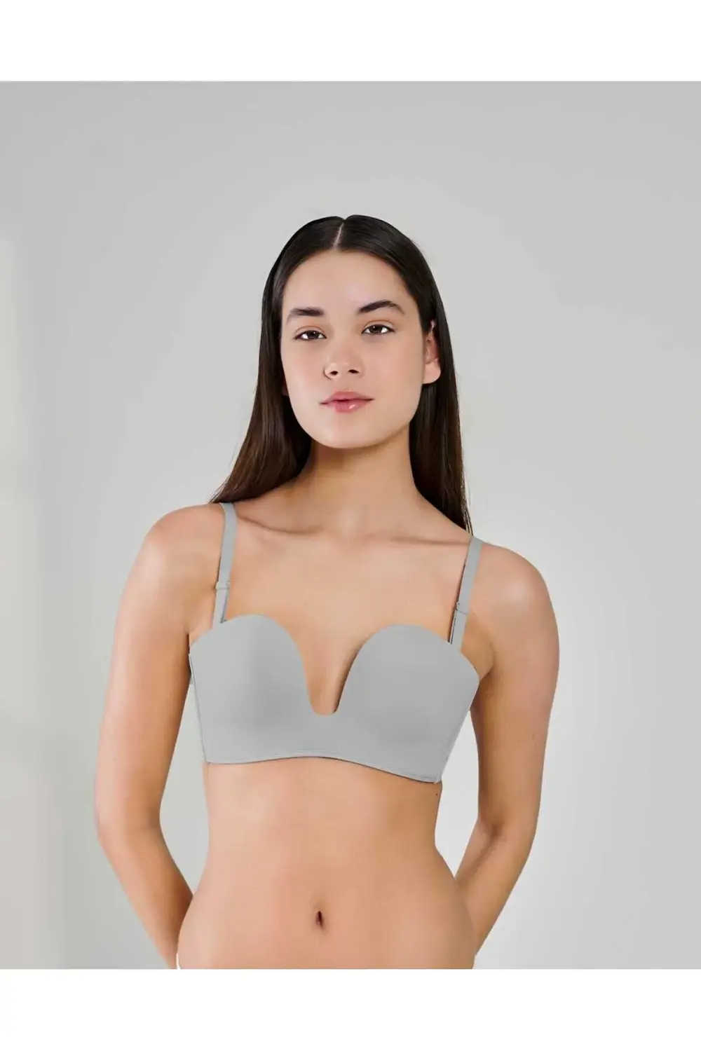 İNCE ASKILI BALENSİZ DESTEKSİZ STRAPLEZ LAZER KESİM SÜTYEN