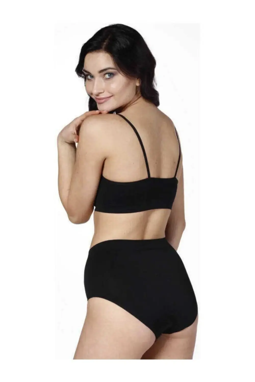 Ince Askılı Pedli Kadın Büstiyer Siyah 5316