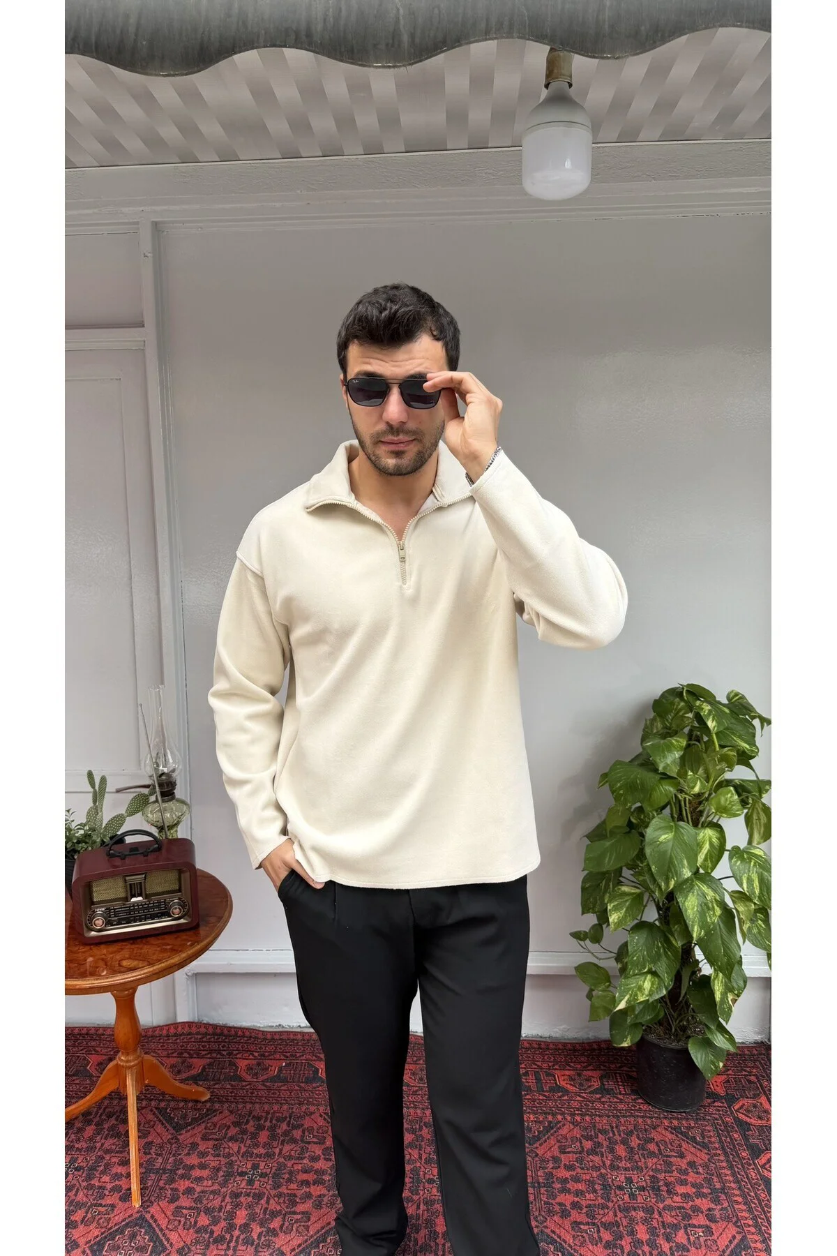 İnce Nubuk Yarım Fermuar
