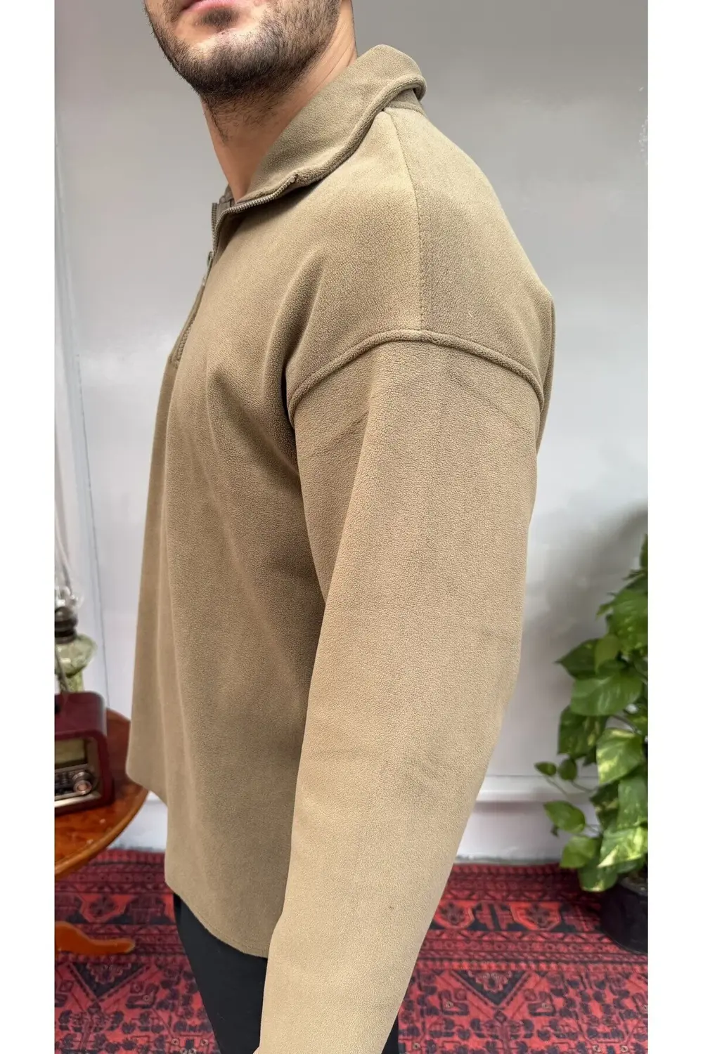 İnce Nubuk Yarım Fermuar